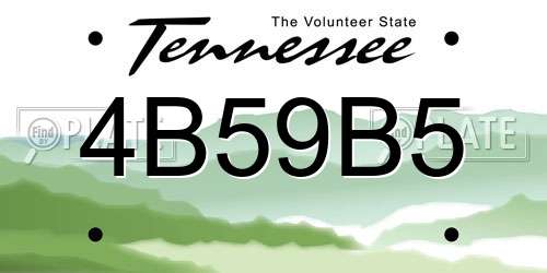 4B59B5 Tennessee License Plate