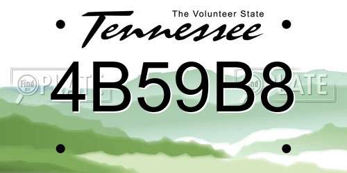 4B59B8 Tennessee License Plate