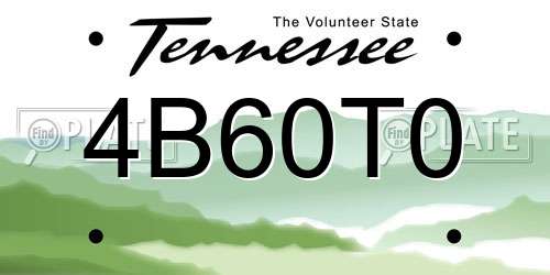 4B60T0 Tennessee License Plate