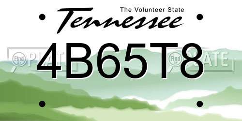4B65T8 Tennessee License Plate