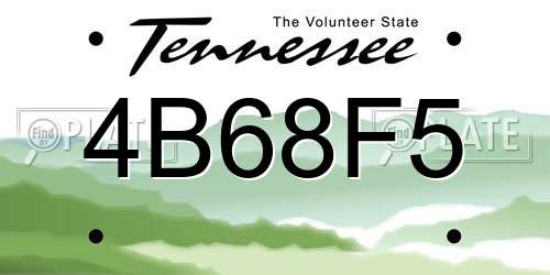 4B68F5 Tennessee License Plate