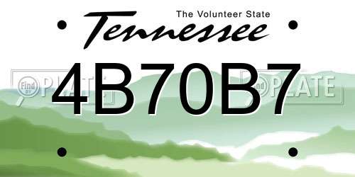 4B70B7 Tennessee License Plate