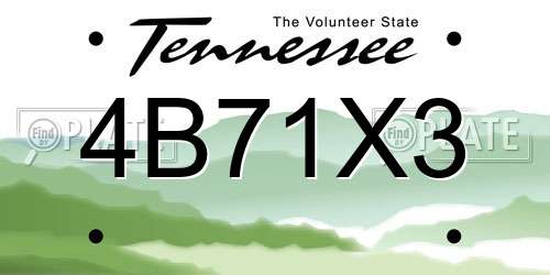 4B71X3 Tennessee License Plate