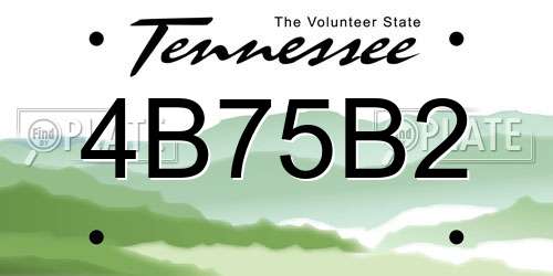 4B75B2 Tennessee License Plate