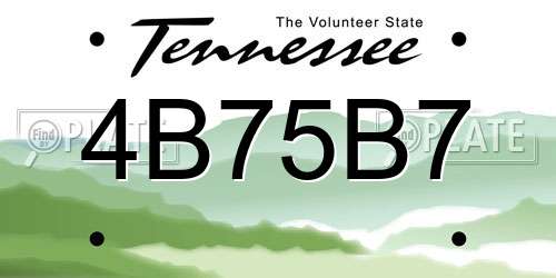 4B75B7 Tennessee License Plate