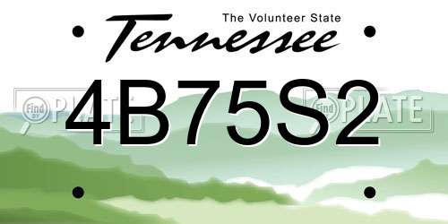 4B75S2 Tennessee License Plate