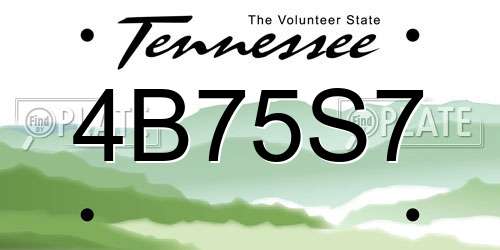 4B75S7 Tennessee License Plate