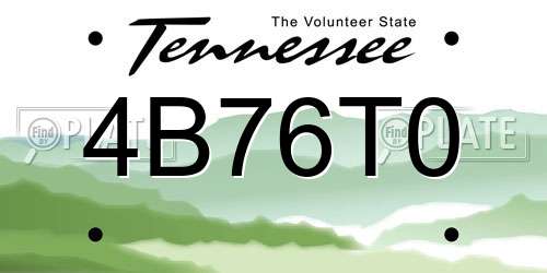 4B76T0 Tennessee License Plate