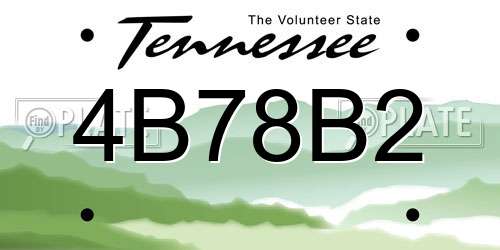 4B78B2 Tennessee License Plate