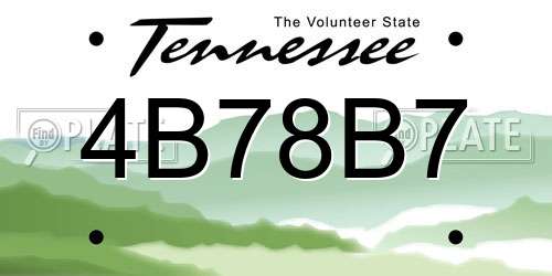 4B78B7 Tennessee License Plate