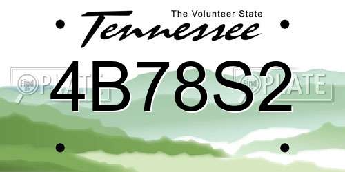 4B78S2 Tennessee License Plate