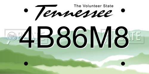 4B86M8 Tennessee License Plate