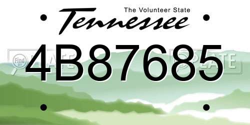 4B87685 Tennessee License Plate