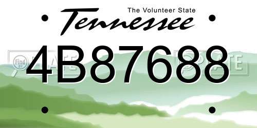 4B87688 Tennessee License Plate