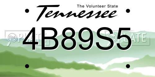 4B89S5 Tennessee License Plate