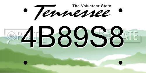 4B89S8 Tennessee License Plate
