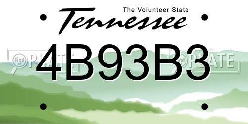 4B93B3 Tennessee License Plate