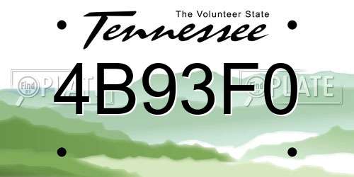 4B93F0 Tennessee License Plate