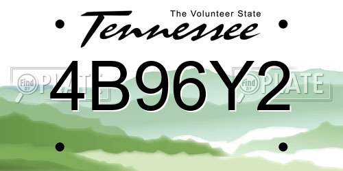 4B96Y2 Tennessee License Plate