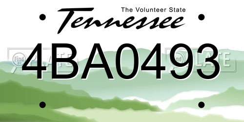 4BA0493 Tennessee License Plate