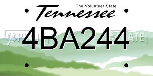 4BA244 Tennessee License Plate