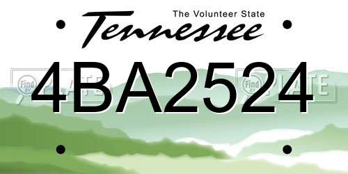 4BA2524 Tennessee License Plate