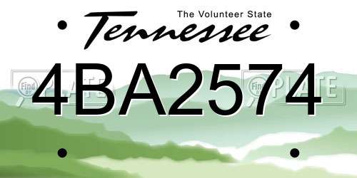 4BA2574 Tennessee License Plate