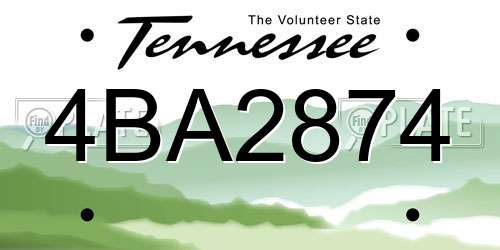 4BA2874 Tennessee License Plate