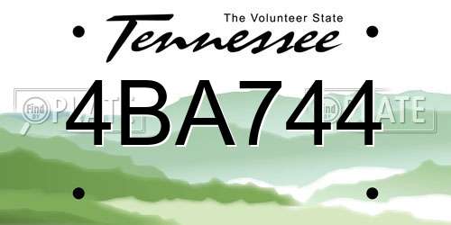 4BA744 Tennessee License Plate