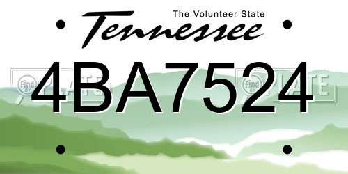 4BA7524 Tennessee License Plate