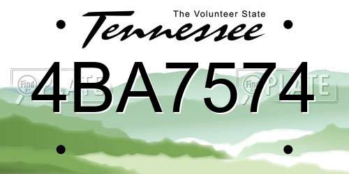 4BA7574 Tennessee License Plate