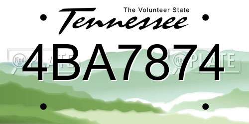 4BA7874 Tennessee License Plate