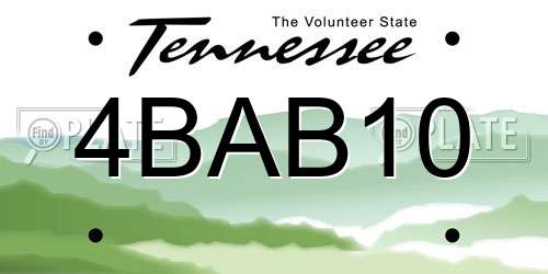 4BAB10 Tennessee License Plate