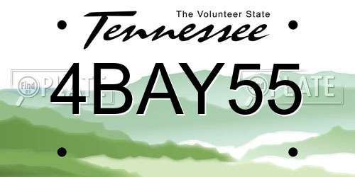 4BAY55 Tennessee License Plate