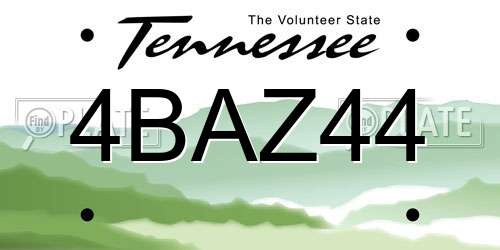 4BAZ44 Tennessee License Plate