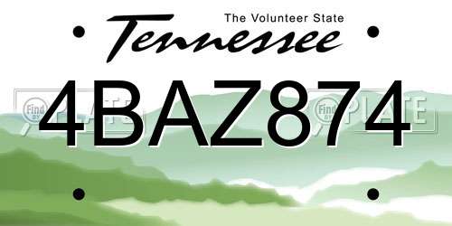 4BAZ874 Tennessee License Plate