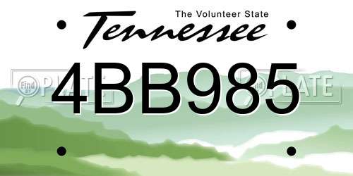4BB985 Tennessee License Plate