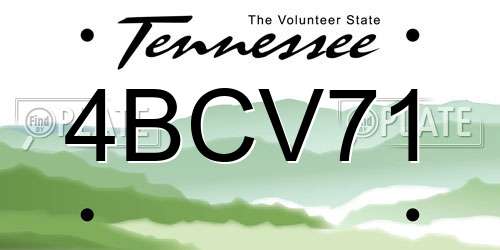 4BCV71 Tennessee License Plate