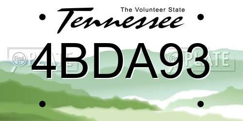 4BDA93 Tennessee License Plate