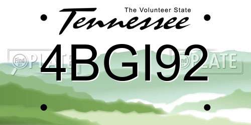 4BGI92 Tennessee License Plate