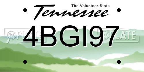 4BGI97 Tennessee License Plate