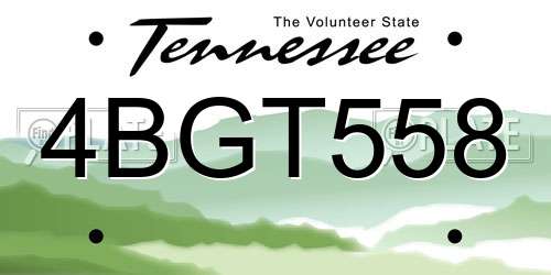 4BGT558 Tennessee License Plate
