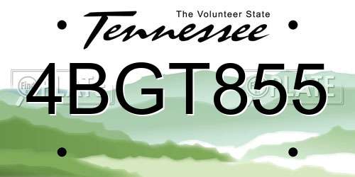 4BGT855 Tennessee License Plate