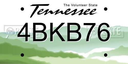 4BKB76 Tennessee License Plate