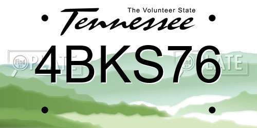 4BKS76 Tennessee License Plate