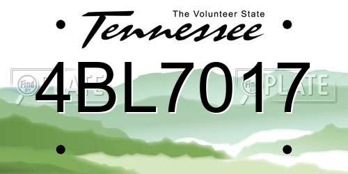 4BL7017 Tennessee License Plate