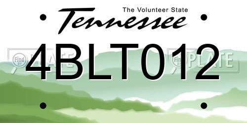 4BLT012 Tennessee License Plate