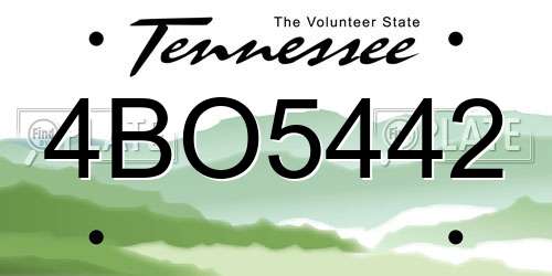 4BO5442 Tennessee License Plate