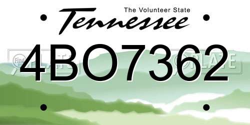 4BO7362 Tennessee License Plate