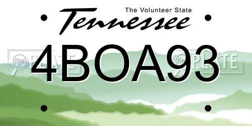 4BOA93 Tennessee License Plate